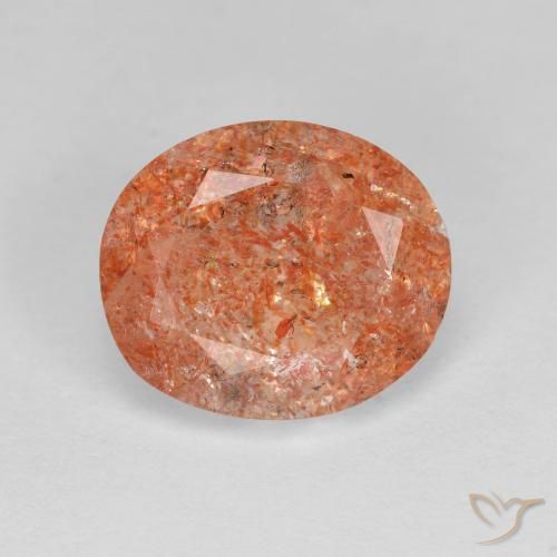 3.19ct Naturale Arancione rossastra Pietra solare, Ovale, Trasparente