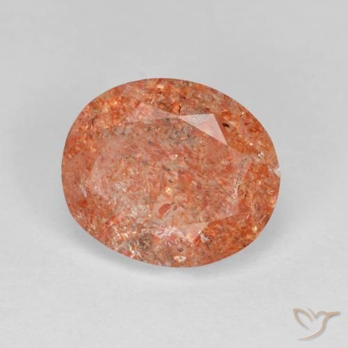 Pietra solare Arancione rossastra naturale da 3.19 ct, Ovale, Trasparente