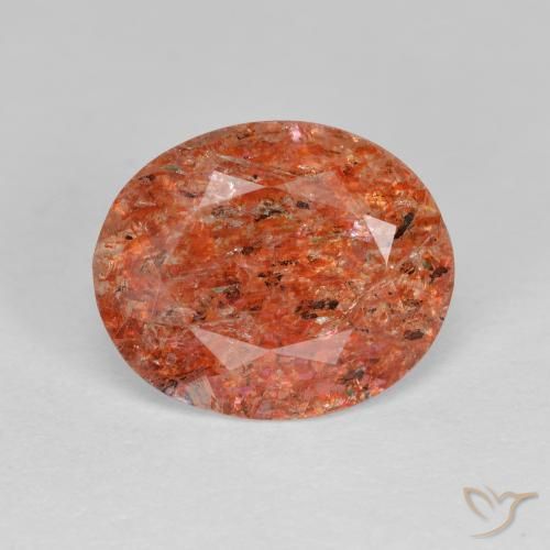 2.80ct Naturale Arancione rossastra Pietra solare, Ovale, Trasparente
