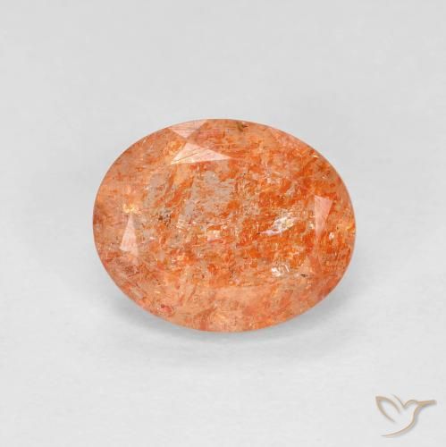 2.28ct Naturale Arancione scuro Pietra solare, Ovale, Trasparente
