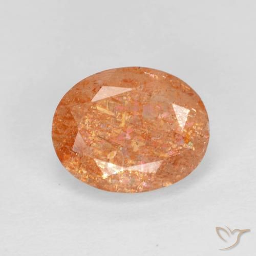 Pietra solare Arancione rossastra naturale da 2.60 ct, Ovale, Trasparente