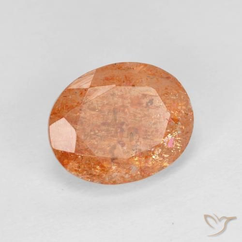 Pietra solare Arancione rossastra naturale da 2.60 ct, Ovale, Trasparente