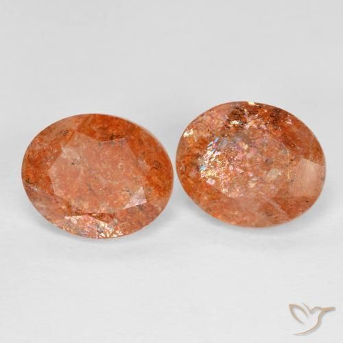 4.80ctw Naturale Arancione rossastra Pietra solare, Ovale, Trasparente