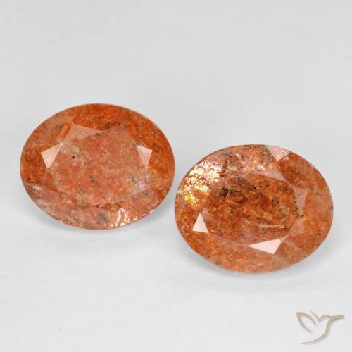 Gemme di Pietra solare Arancione rossastra naturale da 4.80 ct, Ovale, Trasparente