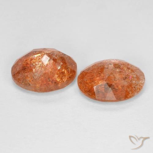 Gemme di Pietra solare Arancione rossastra naturale da 4.80 ct, Ovale, Trasparente