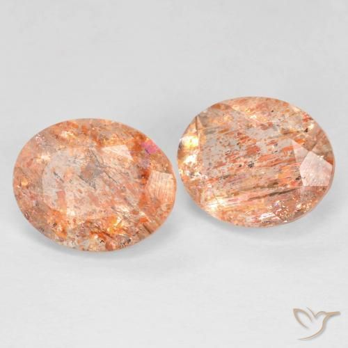 5.07ctw Naturale Arancione chiaro Pietra solare, Ovale, Trasparente