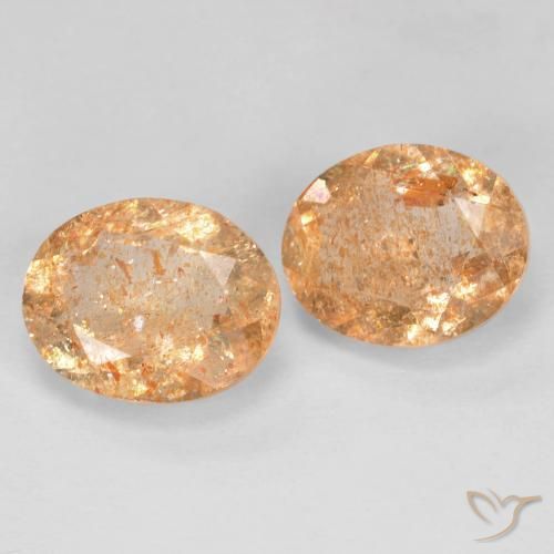 Gemme di Pietra solare Dorato pesca chiaro naturale da 4.83 ct, Ovale, Trasparente