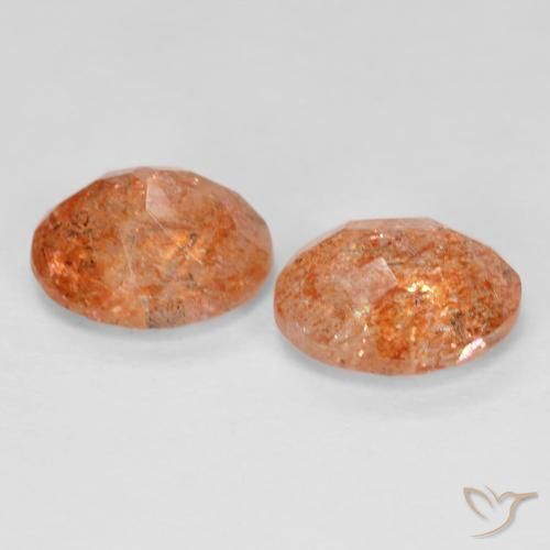 Gemme di Pietra solare Arancio Medio naturale da 4.92 ct, Ovale, Trasparente