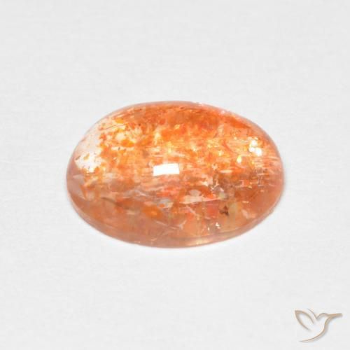 Pietra solare Arancione scuro naturale da 1.73 ct, Ovale, Traslucido