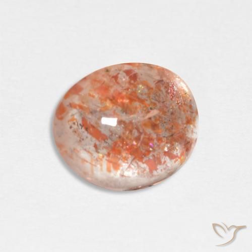 Pietra solare Arancione rossastra naturale da 1.82 ct, Ovale, Traslucido
