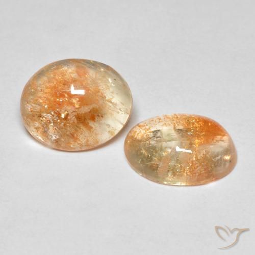 3.67ctw Naturale Cantalupo Arancia Pietra solare, Ovale, Traslucido