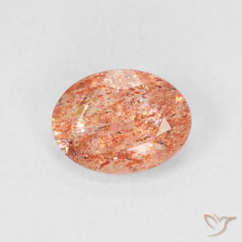 1.19ct Naturale Medium Light-Orange Pietra solare, Ovale, Traslucido