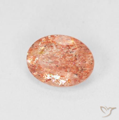 Pietra solare Medium Light-Orange naturale da 1.19 ct, Ovale, Traslucido