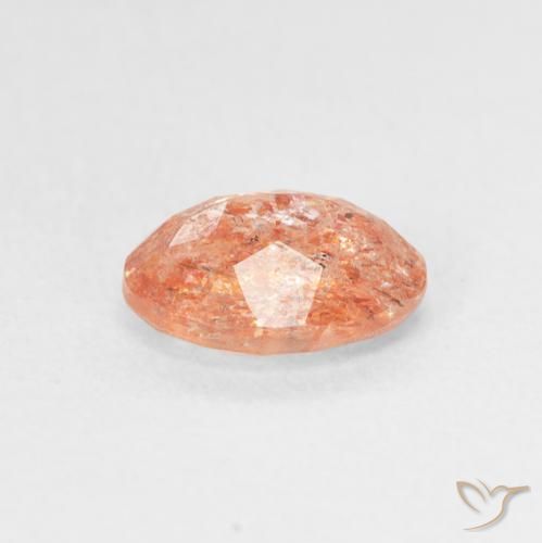 Pietra solare Medium Light-Orange naturale da 1.19 ct, Ovale, Traslucido