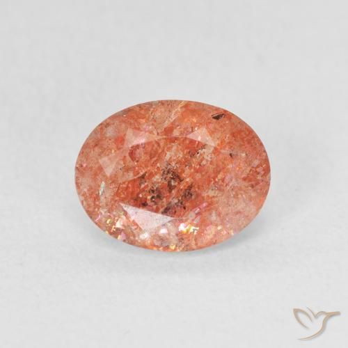1.07ct Naturale Arancione rossastra Pietra solare, Ovale, Traslucido