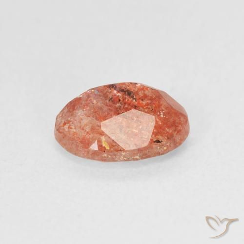 Pietra solare Arancione rossastra naturale da 1.07 ct, Ovale, Traslucido