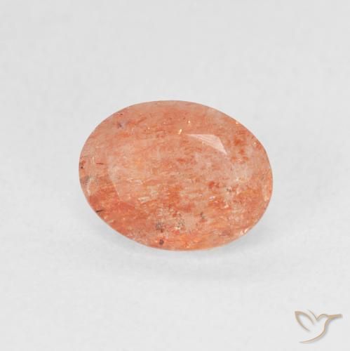 Pietra solare Arancio Medio naturale da 1.22 ct, Ovale, Traslucido