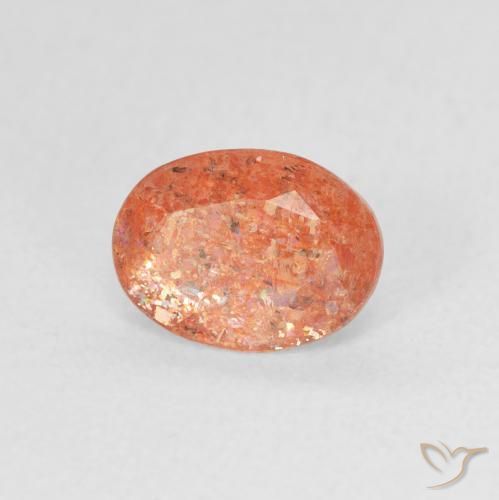 Pietra solare Arancione brillante naturale da 1.13 ct, Ovale, Traslucido