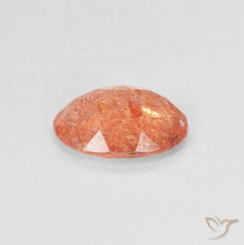 Pietra solare Arancione brillante naturale da 0.92 ct, Ovale, Traslucido