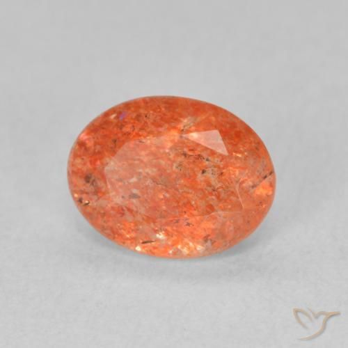 Pietra solare Arancio Medio naturale da 1.15 ct, Ovale, Traslucido