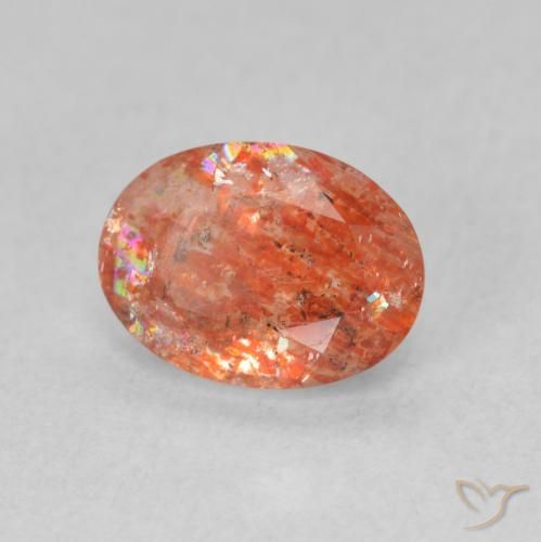 Pietra solare Medium Light-Orange naturale da 1.20 ct, Ovale, Traslucido