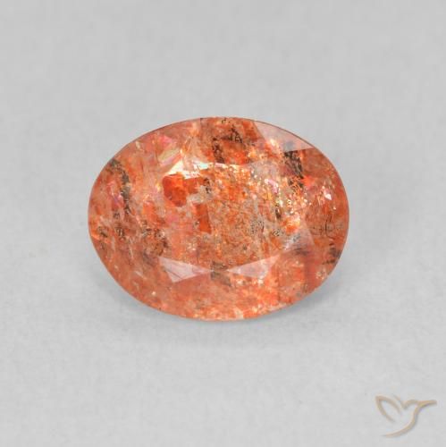 1.03ct Naturale Arancione rossastra Pietra solare, Ovale, Traslucido
