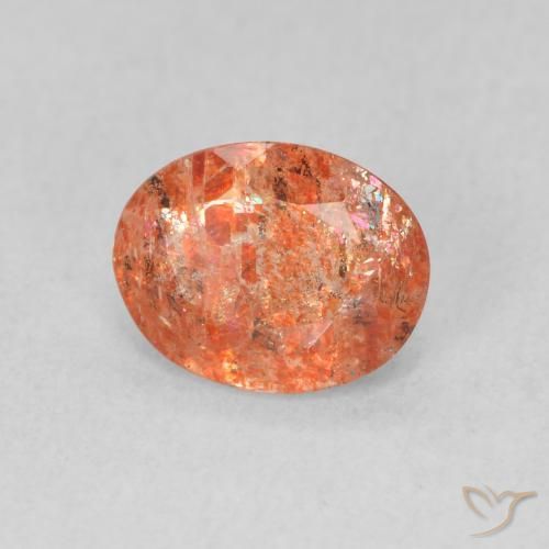 Pietra solare Arancione rossastra naturale da 1.03 ct, Ovale, Traslucido