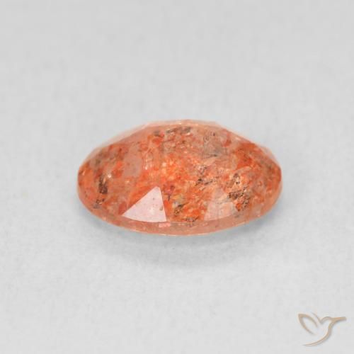 Pietra solare Arancione rossastra naturale da 1.03 ct, Ovale, Traslucido