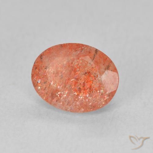 Pietra solare zenzero arancia naturale da 1.18 ct, Ovale, Traslucido