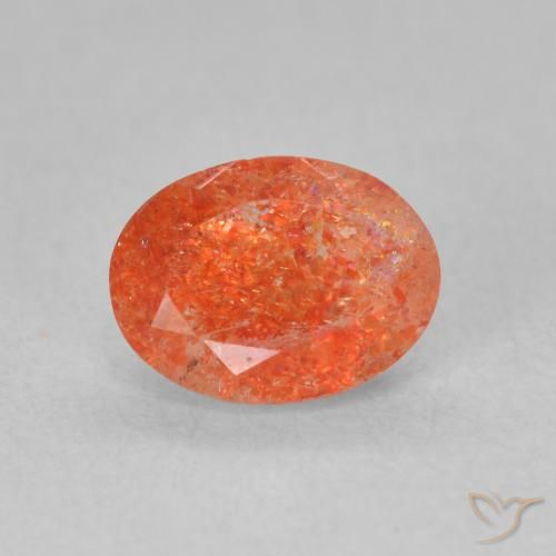 1.29ct Naturale Arancione brillante Pietra solare, Ovale, Traslucido
