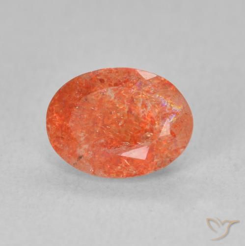 Pietra solare Arancione brillante naturale da 1.29 ct, Ovale, Traslucido