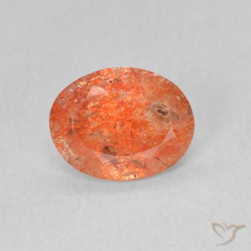 0.94ct Naturale Arancione brillante Pietra solare, Ovale, Traslucido