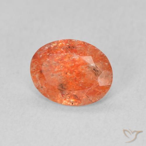 Pietra solare Arancione brillante naturale da 0.94 ct, Ovale, Traslucido