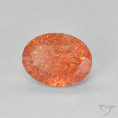Pietra solare Arancio Medio naturale da 1.23 ct, Ovale, Traslucido