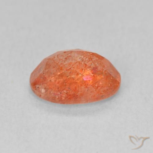 Pietra solare Arancio Medio naturale da 1.23 ct, Ovale, Traslucido