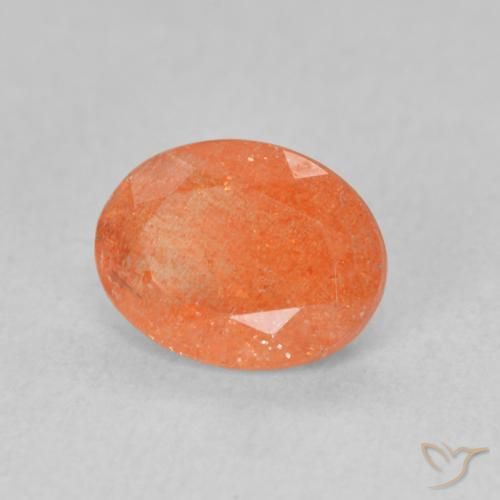Pietra solare Arancio Medio naturale da 1.25 ct, Ovale, Traslucido