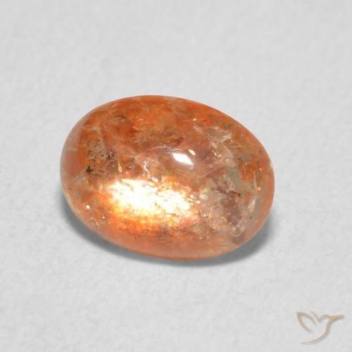 Pietra solare Arancione rossastra naturale da 1.08 ct, Ovale, Traslucido