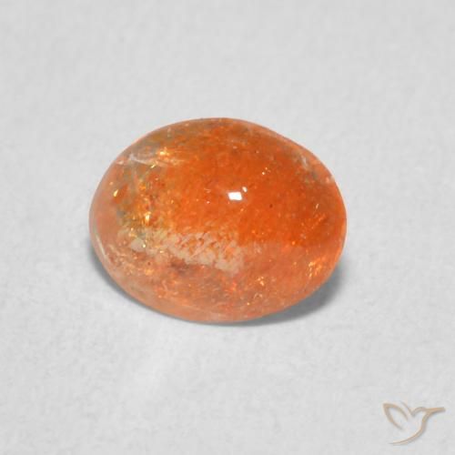 Pietra solare Arancione scuro naturale da 0.77 ct, Ovale, Traslucido