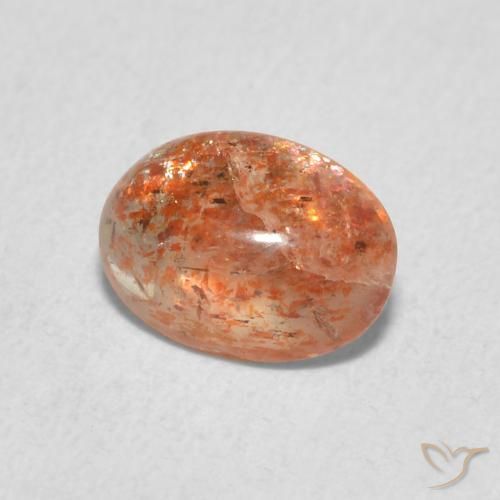 Pietra solare Arancione rossastra naturale da 0.97 ct, Ovale, Traslucido