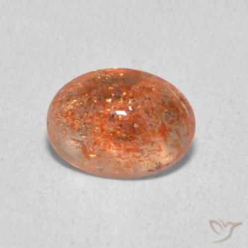 Pietra solare Arancione rossastra naturale da 1.05 ct, Ovale, Traslucido