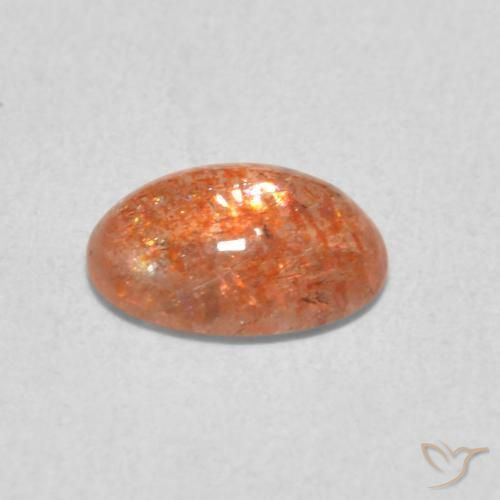 Pietra solare Arancione rossastra naturale da 1.05 ct, Ovale, Traslucido