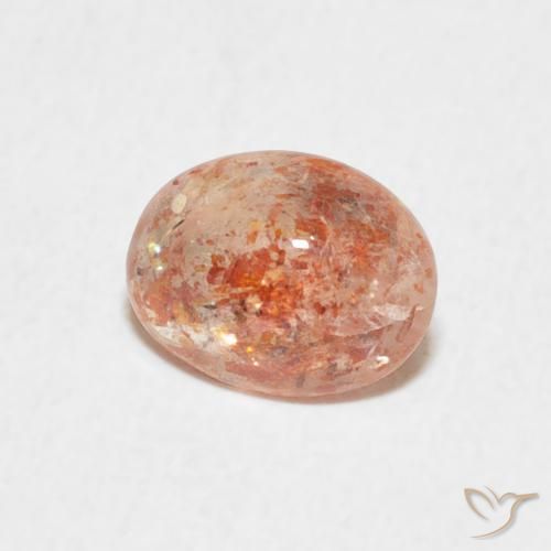 Pietra solare Pesca naturale da 0.97 ct, Ovale, Traslucido