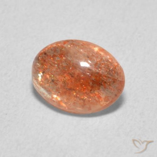 Pietra solare Arancione rossastra naturale da 1.05 ct, Ovale, Traslucido