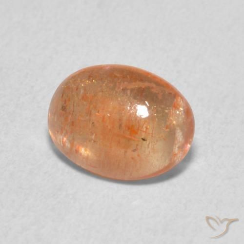 Pietra solare Medium Light-Orange naturale da 1.26 ct, Ovale, Traslucido