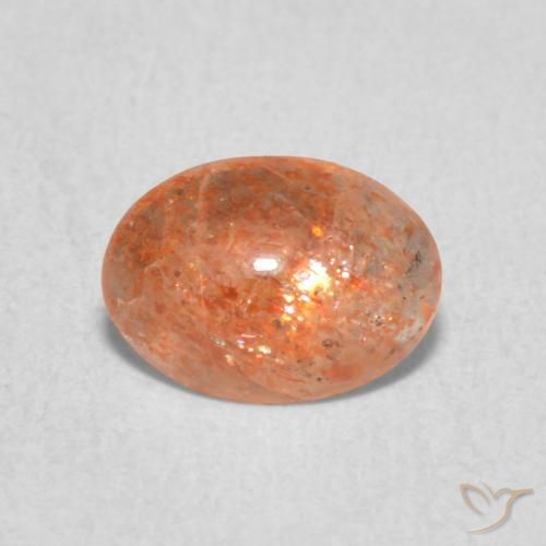 0.84ct Naturale Medium Light-Orange Pietra solare, Ovale, Traslucido