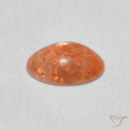 Pietra solare Medium Light-Orange naturale da 0.84 ct, Ovale, Traslucido