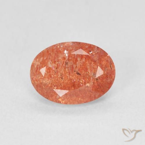 1.15ct Naturale Arancione rossastra Pietra solare, Ovale, Traslucido