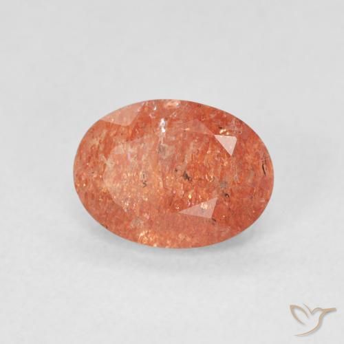 Pietra solare Arancione rossastra naturale da 1.15 ct, Ovale, Traslucido