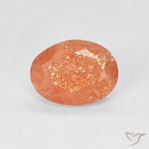 1.23ct Naturale Arancione rossastra Pietra solare, Ovale, Traslucido
