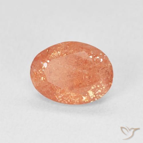 Pietra solare Arancione rossastra naturale da 1.23 ct, Ovale, Traslucido